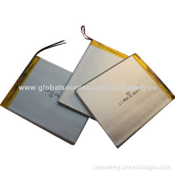 Lithium Polymer Batteries with Flexible Shape, 3.7V/1,900mAh, Measures 4.5 x 60 x 65mm